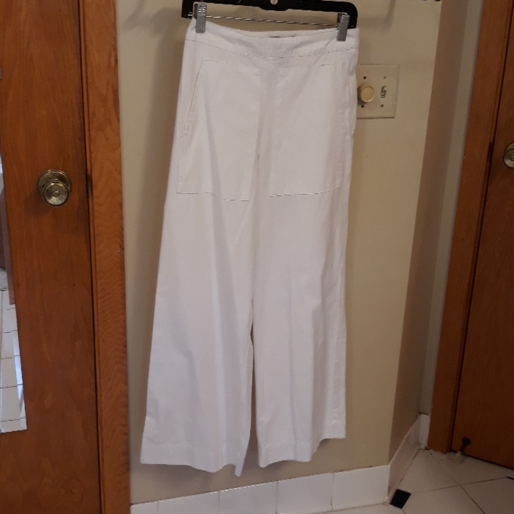 White wide leg cotton pants